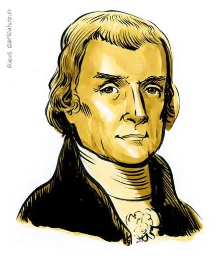 Sepia watercolor portrait of Thomas Jefferson — 3rd President — 1743–1826 · Sébastien Rieu