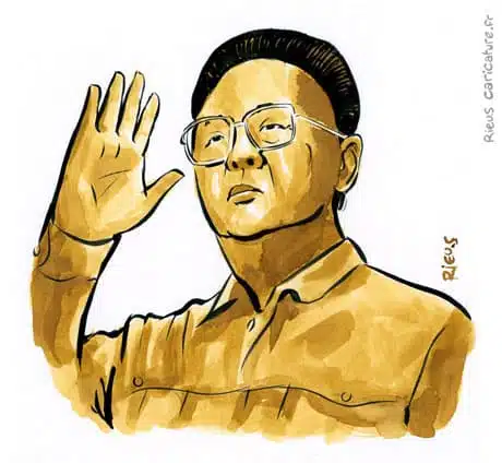 Sepia watercolor portrait of Kim Il-sung — President — 1912–1994 · Sébastien Rieu
