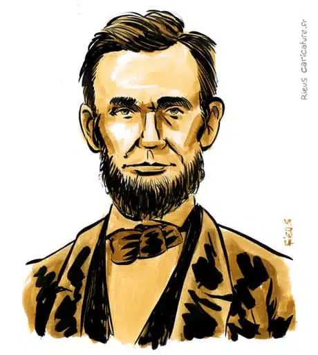 Sepia watercolor portrait of Abraham Lincoln — 16th President — 1809–1865 · Sébastien Rieu