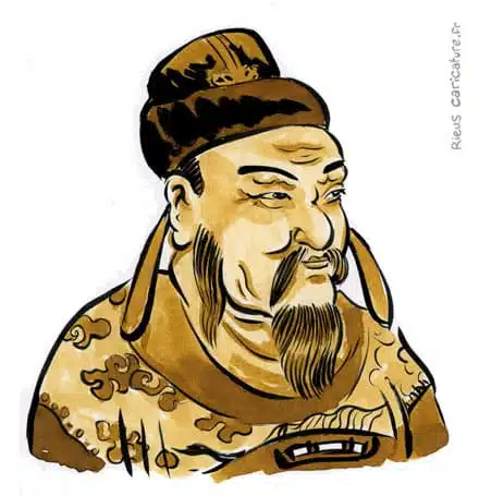 Sepia watercolor portrait of Liu Bang — Founder of the Han — 256–195 av. J.-C. · Sébastien Rieu