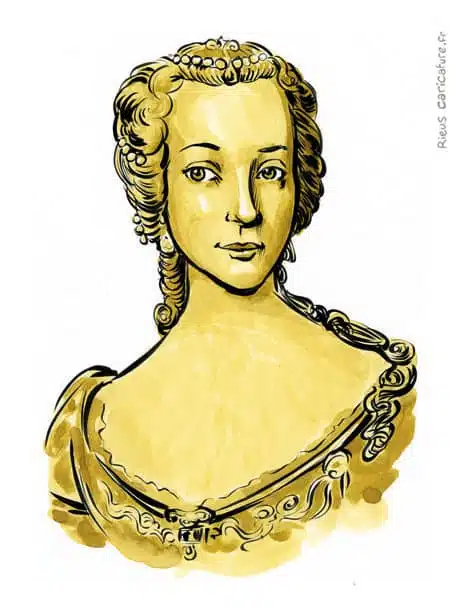 Sepia watercolor portrait of Maria Theresa — Empress — 1717–1780 · Sébastien Rieu