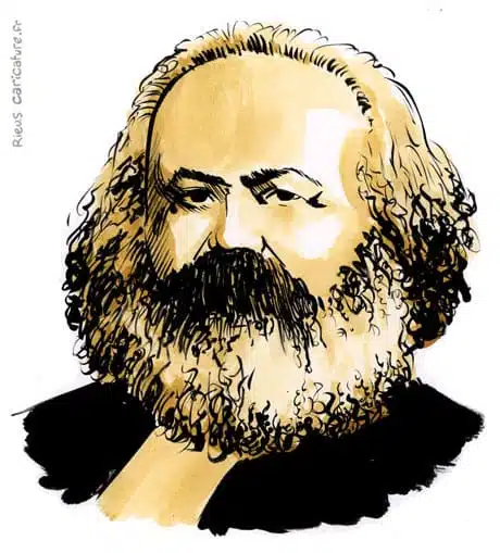 Sepia watercolor portrait of Karl Marx — Philosopher — 1818–1883 · Sébastien Rieu