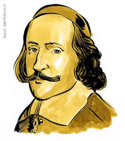 Sepia watercolor portrait of Cardinal Mazarin — Cardinal et ministre — 1602–1661 · Sébastien Rieu