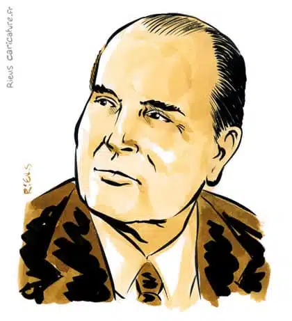 Sepia watercolor portrait of François Mitterrand — Président — 1916–1996 · Sébastien Rieu