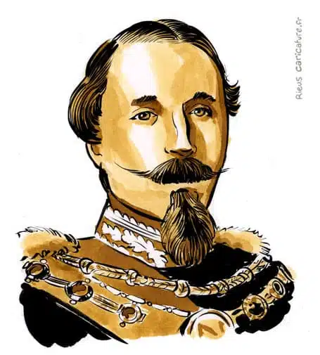 Sepia watercolor portrait of Napoleon III — Emperor of the French — 1808–1873 · Sébastien Rieu