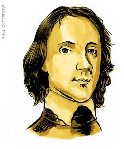 Sepia watercolor portrait of Oliver Cromwell — Lord Protecteur — 1599–1658 · Sébastien Rieu