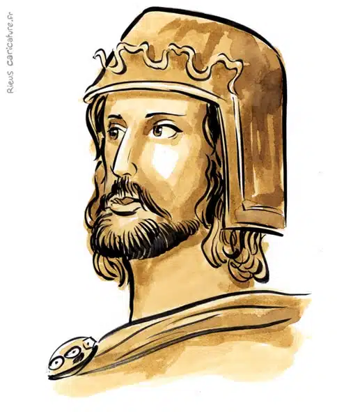 Sepia watercolor portrait of Otto I — Empereur germanique — 912–973 · Sébastien Rieu