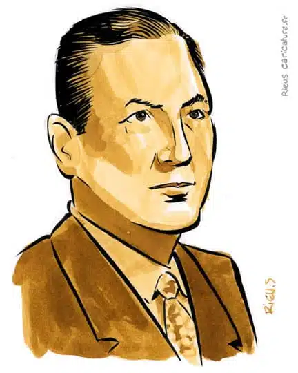 Sepia watercolor portrait of Juan Perón — President of Argentina — 1895–1974 · Sébastien Rieu