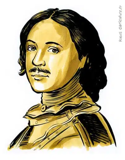 Sepia watercolor portrait of Peter the Great — Tsar — 1672–1725 · Sébastien Rieu