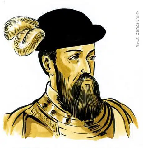 Sepia watercolor portrait of Francisco Pizarro — Conquistador — 1471–1541 · Sébastien Rieu