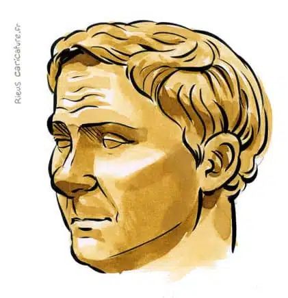 Sepia watercolor portrait of Pompey — Roman general — 106–48 av. J.-C. · Sébastien Rieu