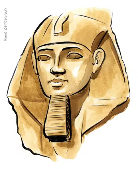 Sepia watercolor portrait of Ramesses II — Pharaoh — ~1303–1213 av. J.-C. · Sébastien Rieu