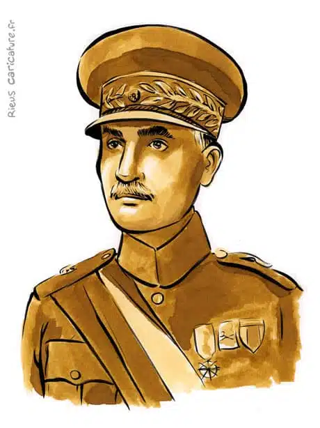 Sepia watercolor portrait of Reza Shah — Shah — 1878–1944 · Sébastien Rieu