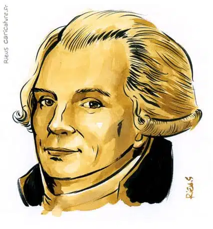 Sepia watercolor portrait of Maximilien Robespierre — Révolutionnaire — 1758–1794 · Sébastien Rieu