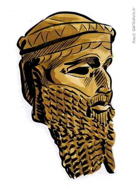 Sepia watercolor portrait of Sargon of Akkad — 1st Empire — ~2334–2279 av. J.-C. · Sébastien Rieu