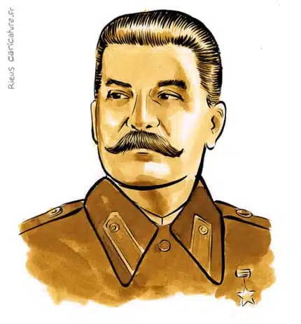 Sepia watercolor portrait of Joseph Staline — Dictateur — 1878–1953 · Sébastien Rieu