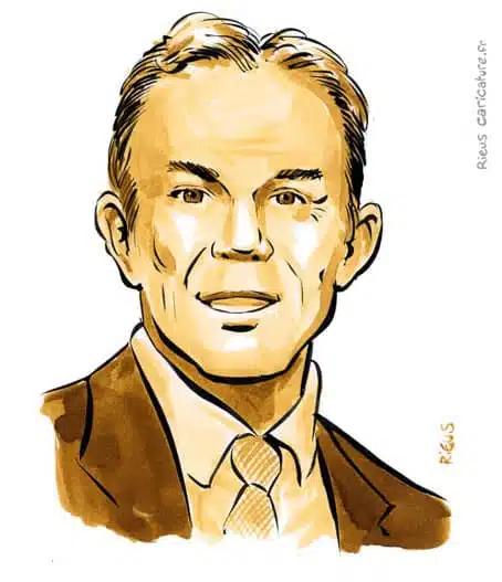 Sepia watercolor portrait of Tony Blair — Premier ministre — 1953– · Sébastien Rieu
