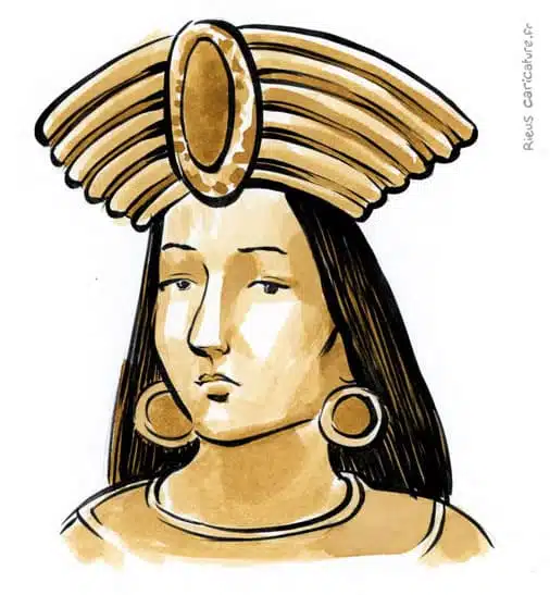 Sepia watercolor portrait of Tupac Yupanqui — Sapa Inca — ~1441–1493 · Sébastien Rieu