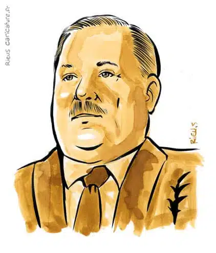 Sepia watercolor portrait of Lech Wałęsa — President — 1943– · Sébastien Rieu