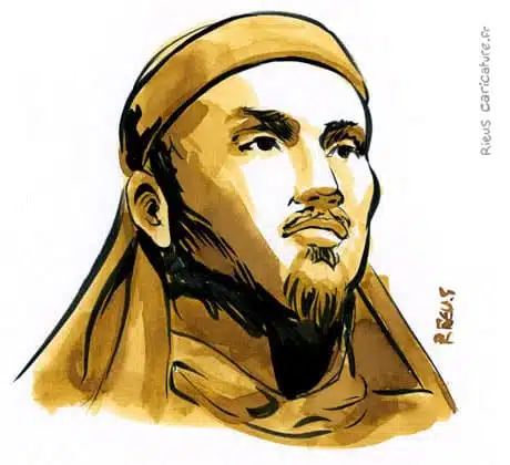 Sepia watercolor portrait of Hong Xiuquan — Rebel leader Taiping — 1814–1864 · Sébastien Rieu