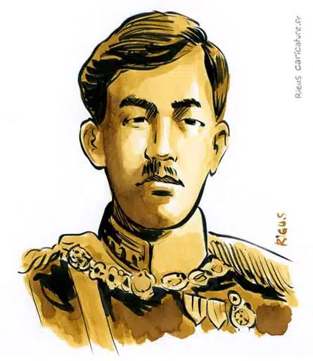Sepia watercolor portrait of Yoshihito (Taishō) — Emperor — 1879–1926 · Sébastien Rieu