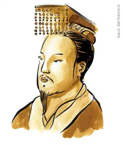 Sepia watercolor portrait of Yu the Great — Founder dyn. Xia — ~2200 av. J.-C. · Sébastien Rieu